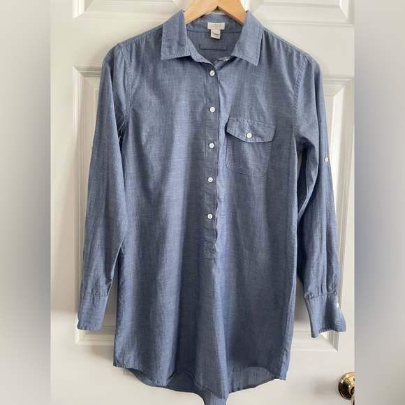 J. Crew Tops - J. Crew Women's Blue Popover Tunic Top 100% Cotton